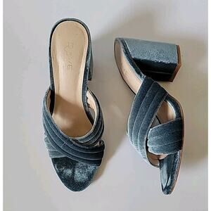 Raye Bella Velvet Mules 8 Open Toe Block Heel Slides Glam Party